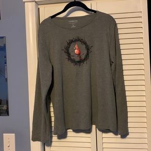 Croft & Barrow Holiday Top with Cardinal. Size XL